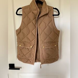 J. Crew Camel Quilted Down-Fill Sleeveless Vest
